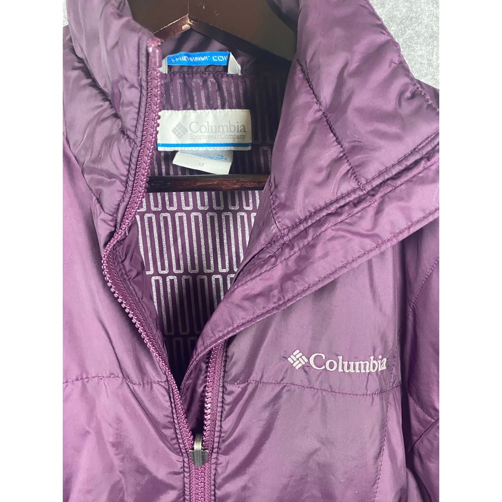 Columbia Womens Thermal Coil Insulated Puffer Jacket Purple Full Zip Medium - Picture 2 of 9